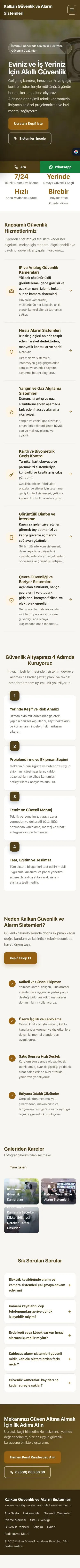 Sol Menü Kahve Turuncu – Güvenlik ve Alarm Web Sitesi mobil görünümü