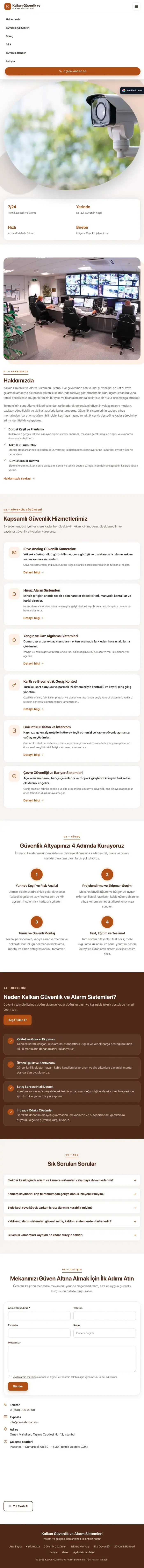 Tek Sayfa Kahve Turuncu – Güvenlik ve Alarm Web Sitesi tablet görünümü