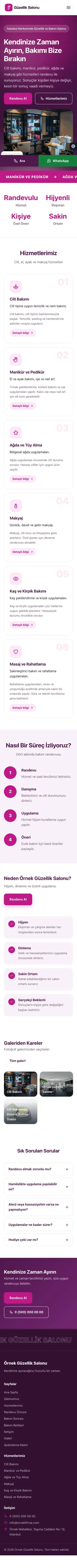 Hareketli Erik Pembe – Güzellik Salonu Web Sitesi mobil görünümü