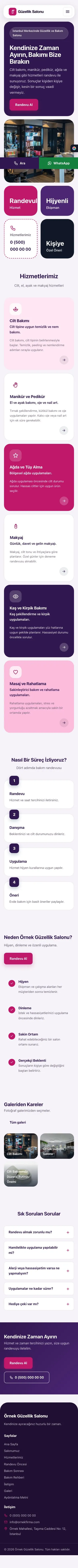 Mozaik Mor Pembe – Güzellik Salonu Web Sitesi mobil görünümü