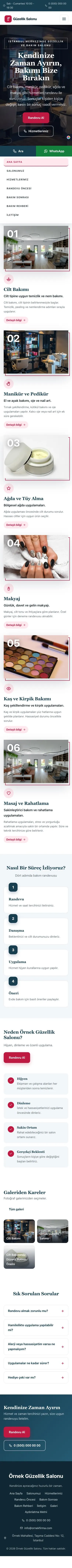 Zigzag Mavi Kırmızı – Güzellik Salonu Web Sitesi mobil görünümü