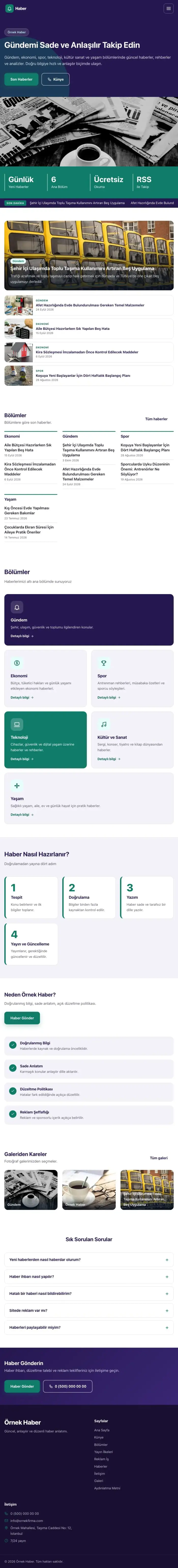 Blok Mor Turkuaz – Haber Sitesi Web Sitesi tablet görünümü