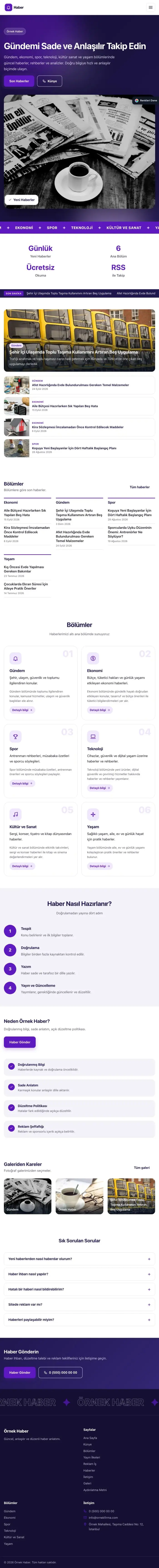 Hareketli Lacivert Mor – Haber Sitesi Web Sitesi tablet görünümü