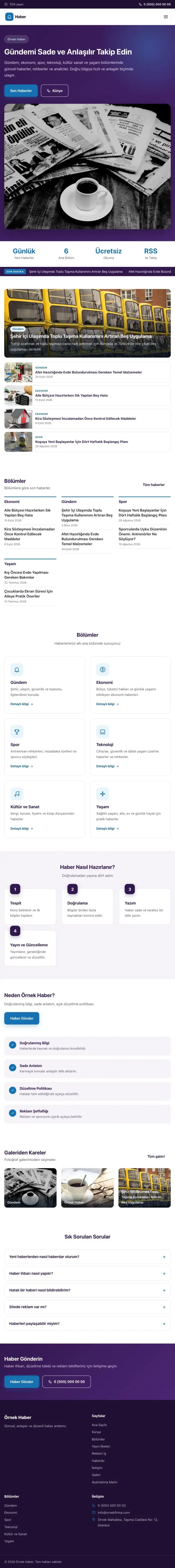 Klasik Mor Mavi – Haber Sitesi Web Sitesi tablet görünümü