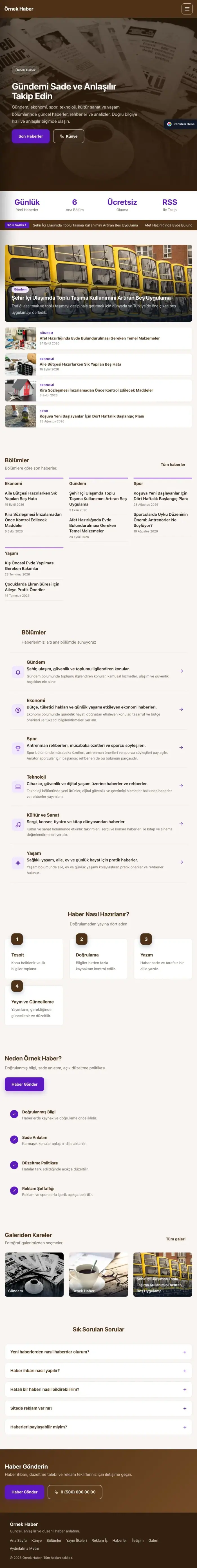 Sol Menü Kahve Mor – Haber Sitesi Web Sitesi tablet görünümü