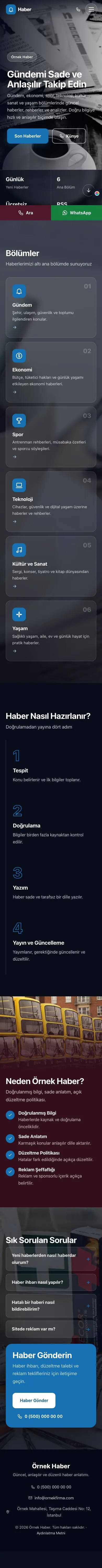 Tam Ekran Bordo Mavi – Haber Sitesi Web Sitesi mobil görünümü