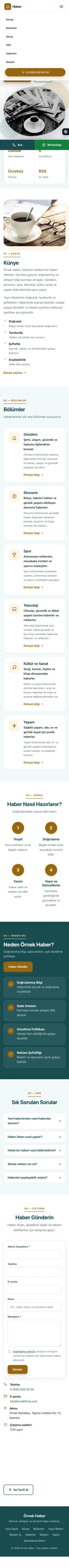 Tek Sayfa Petrol Turuncu – Haber Sitesi Web Sitesi mobil görünümü