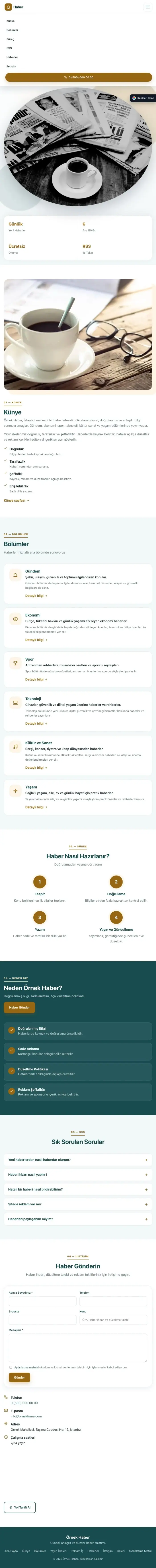 Tek Sayfa Petrol Turuncu – Haber Sitesi Web Sitesi tablet görünümü