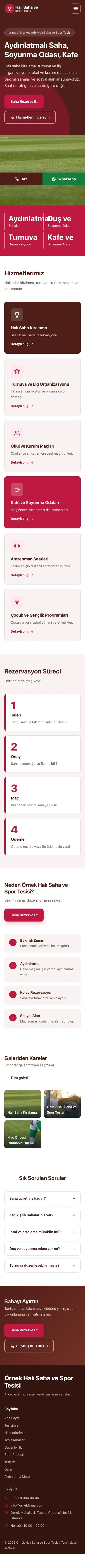 Blok Bordo Kırmızı – Halı Saha ve Spor Tesisi Web Sitesi mobil görünümü
