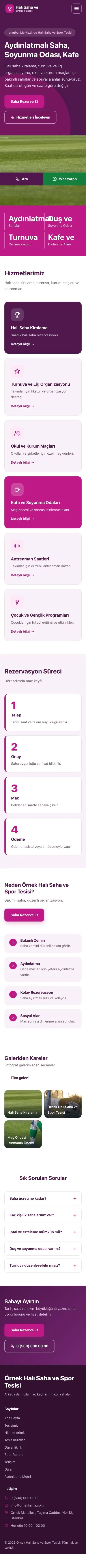 Blok Erik Pembe – Halı Saha ve Spor Tesisi Web Sitesi mobil görünümü