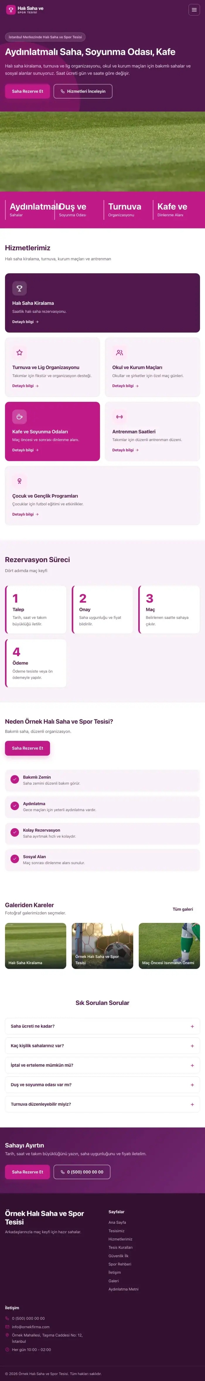 Blok Erik Pembe – Halı Saha ve Spor Tesisi Web Sitesi tablet görünümü