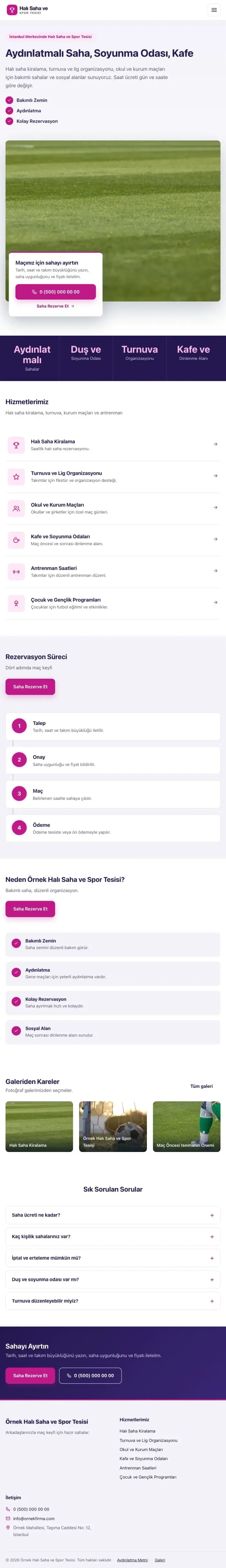 Bölünmüş Lacivert Pembe – Halı Saha ve Spor Tesisi Web Sitesi tablet görünümü