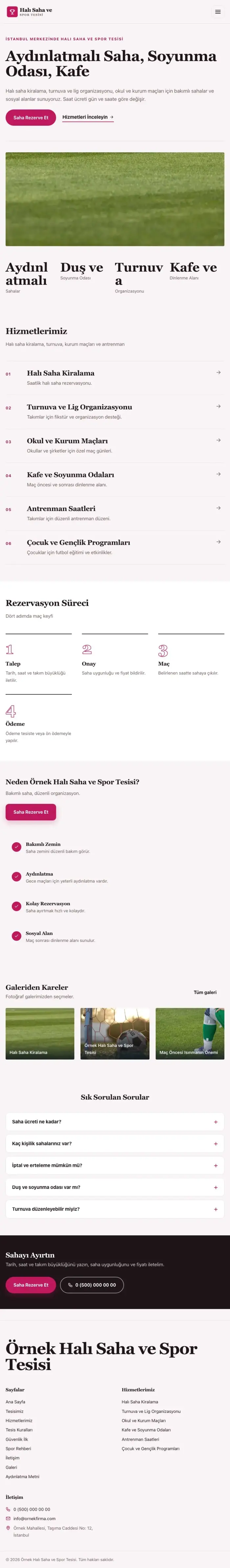 Dergi Editoryal Bordo Pembe – Halı Saha ve Spor Tesisi Web Sitesi tablet görünümü