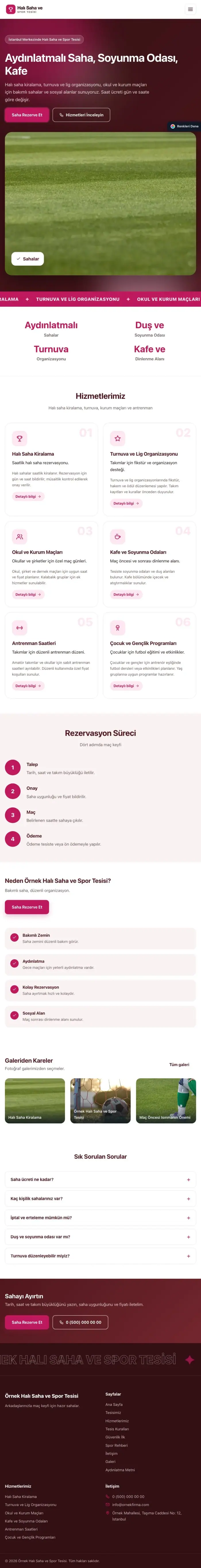 Hareketli Bordo Pembe – Halı Saha ve Spor Tesisi Web Sitesi tablet görünümü