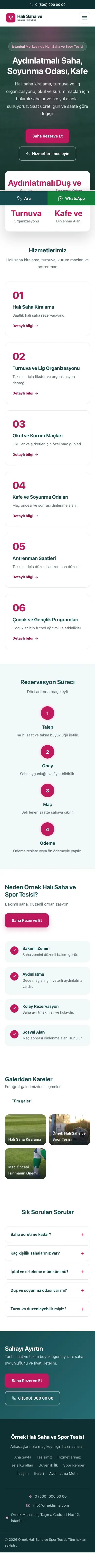 Merkez Petrol Pembe – Halı Saha ve Spor Tesisi Web Sitesi mobil görünümü