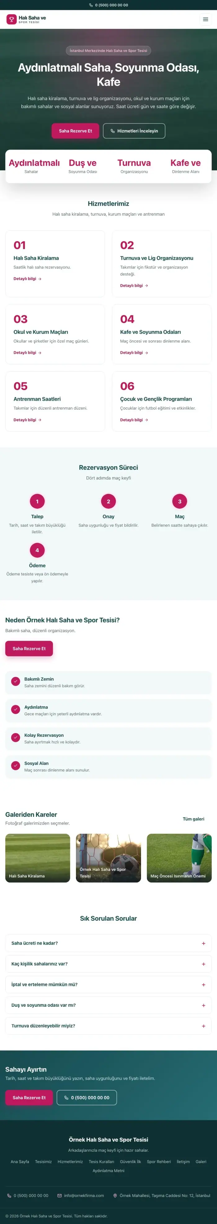 Merkez Petrol Pembe – Halı Saha ve Spor Tesisi Web Sitesi tablet görünümü