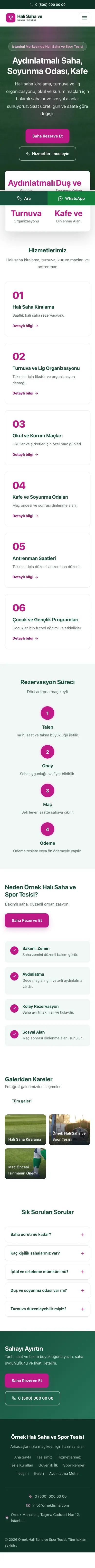 Merkez Petrol Pembe II – Halı Saha ve Spor Tesisi Web Sitesi mobil görünümü