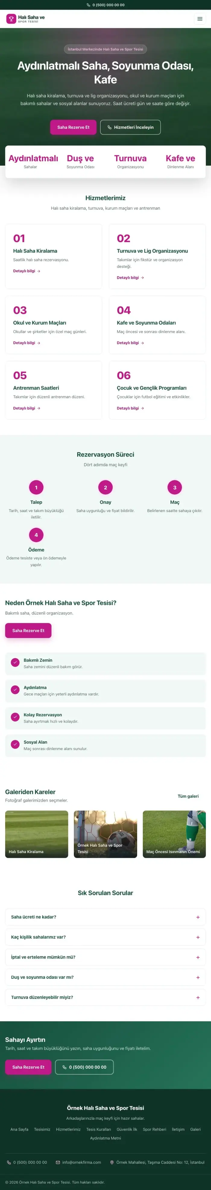 Merkez Petrol Pembe II – Halı Saha ve Spor Tesisi Web Sitesi tablet görünümü