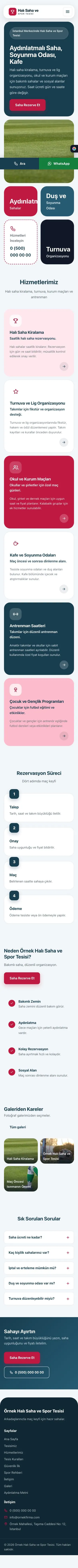Mozaik Mavi Kırmızı – Halı Saha ve Spor Tesisi Web Sitesi mobil görünümü