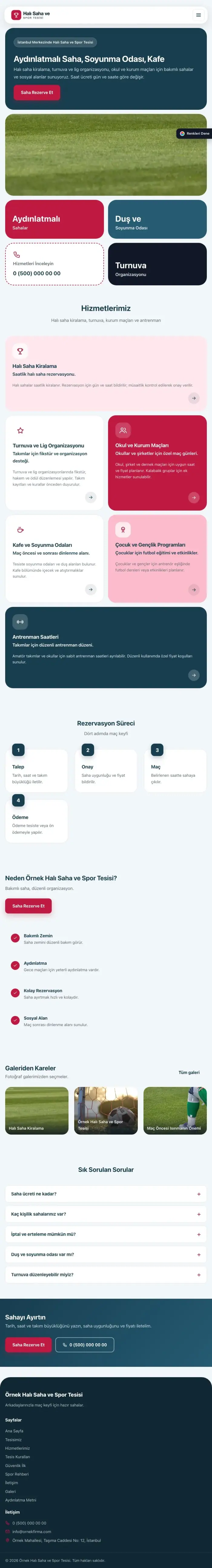 Mozaik Mavi Kırmızı – Halı Saha ve Spor Tesisi Web Sitesi tablet görünümü