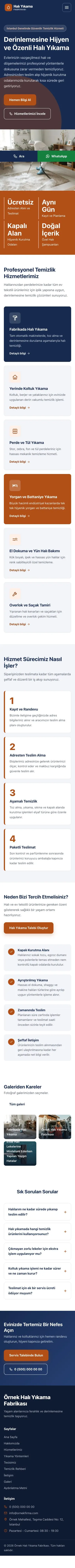 Blok Mavi Turuncu – Halı Yıkama Web Sitesi mobil görünümü