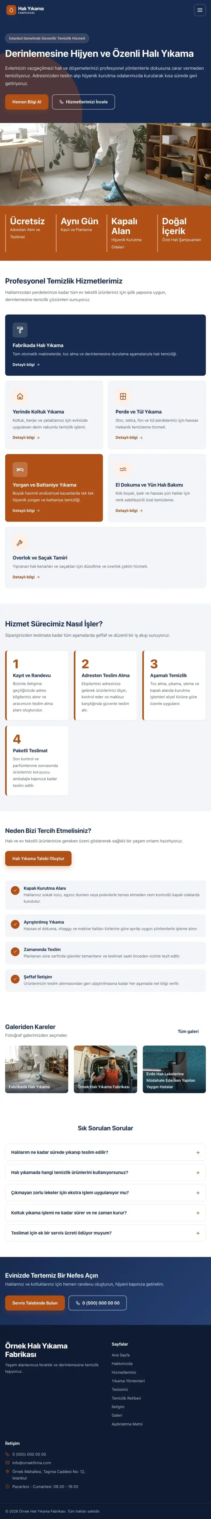 Blok Mavi Turuncu – Halı Yıkama Web Sitesi tablet görünümü