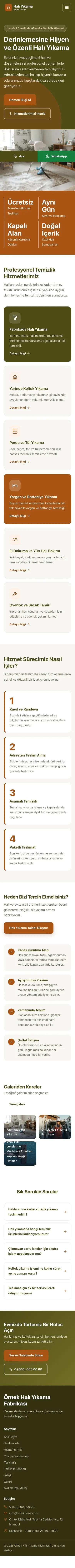 Blok Zeytin Turuncu – Halı Yıkama Web Sitesi mobil görünümü