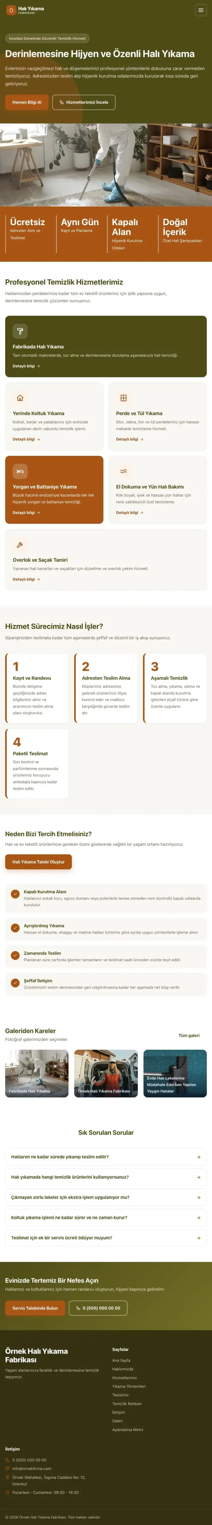 Blok Zeytin Turuncu – Halı Yıkama Web Sitesi tablet görünümü