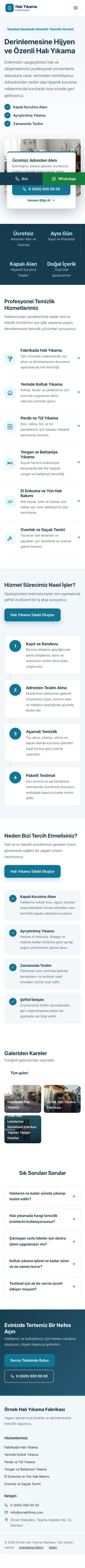 Bölünmüş Mavi Turkuaz – Halı Yıkama Web Sitesi mobil görünümü