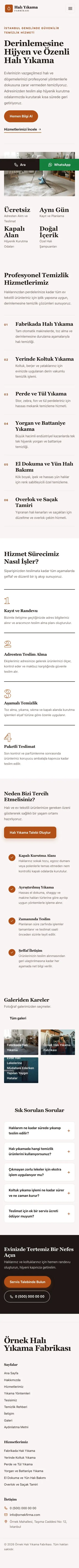 Editoryal Kahve Turuncu – Halı Yıkama Web Sitesi mobil görünümü