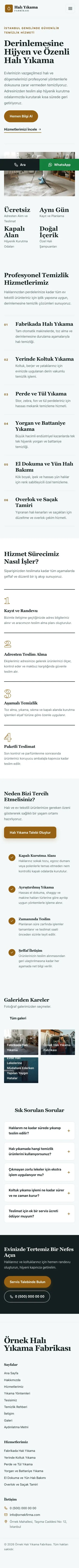 Editoryal Petrol Turuncu – Halı Yıkama Web Sitesi mobil görünümü