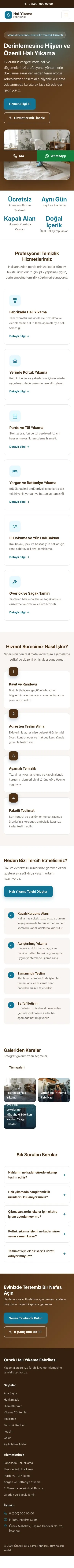 Klasik Kahve Turkuaz – Halı Yıkama Web Sitesi mobil görünümü