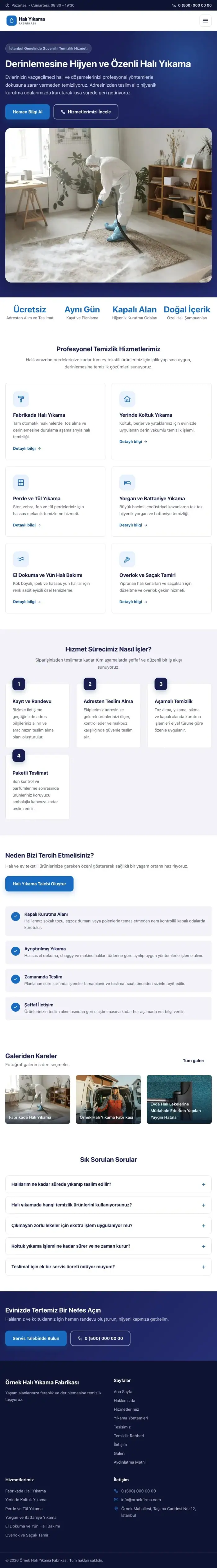 Klasik Lacivert Mavi – Halı Yıkama Web Sitesi tablet görünümü