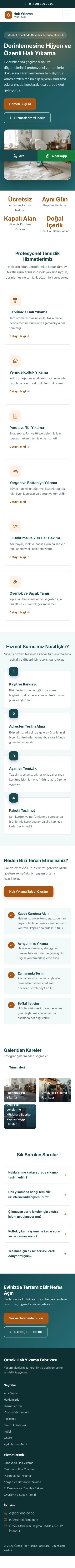 Klasik Petrol Turuncu – Halı Yıkama Web Sitesi mobil görünümü