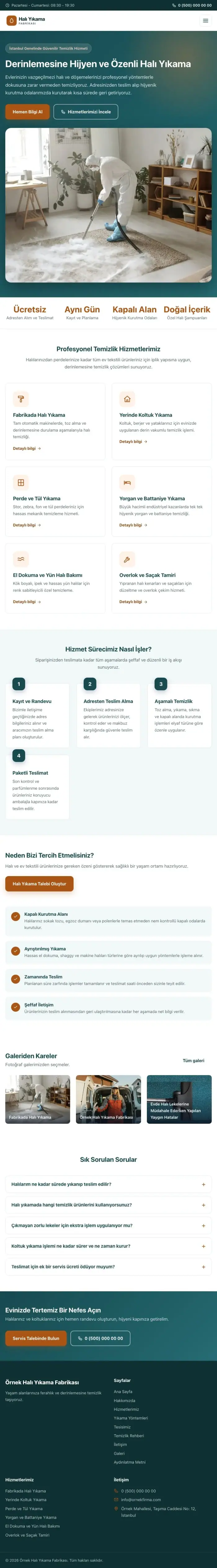 Klasik Petrol Turuncu – Halı Yıkama Web Sitesi tablet görünümü