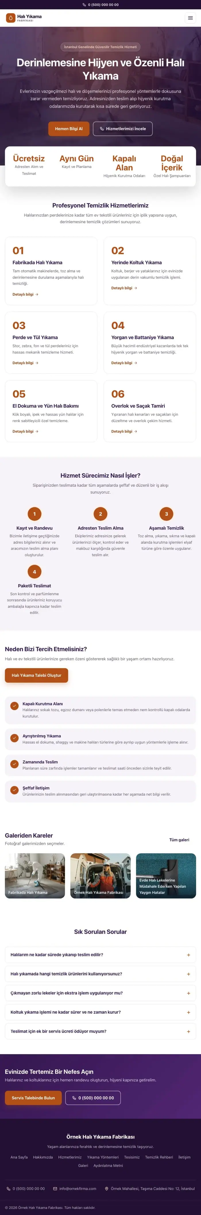 Merkez Mor Turuncu – Halı Yıkama Web Sitesi tablet görünümü