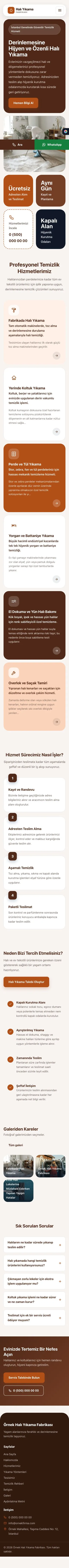 Mozaik Tasarım – Halı Yıkama Web Sitesi mobil görünümü