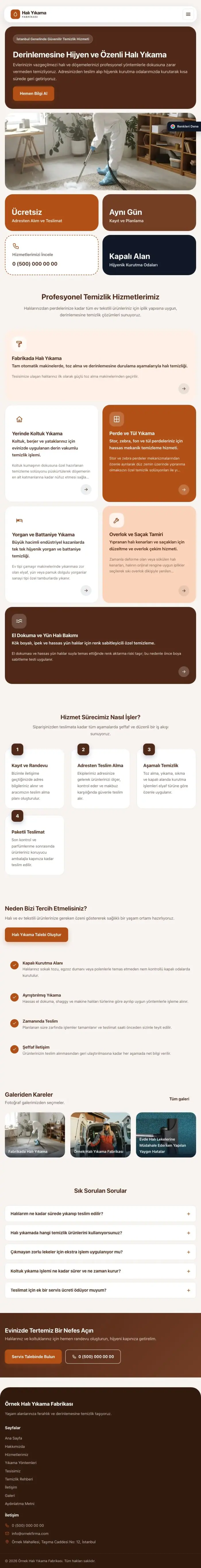 Mozaik Tasarım – Halı Yıkama Web Sitesi tablet görünümü