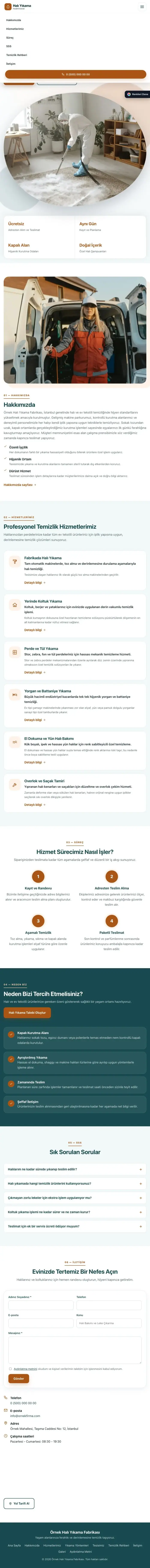 Tek Sayfa Petrol Turuncu – Halı Yıkama Web Sitesi tablet görünümü