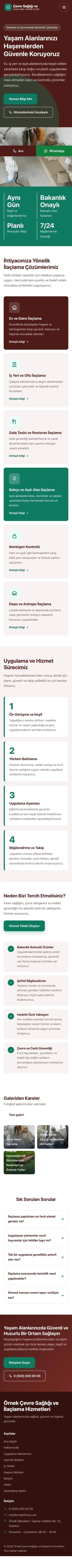 Blok Bordo Turkuaz – Haşere İlaçlama Web Sitesi mobil görünümü