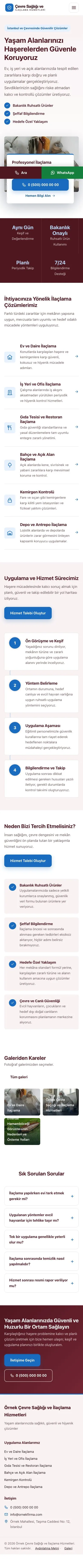 Bölünmüş Bordo Mavi – Haşere İlaçlama Web Sitesi mobil görünümü