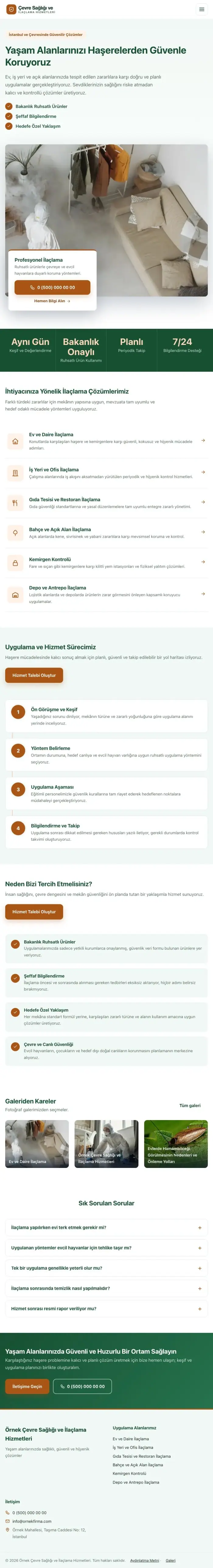 Bölünmüş Yeşil Turuncu – Haşere İlaçlama Web Sitesi tablet görünümü