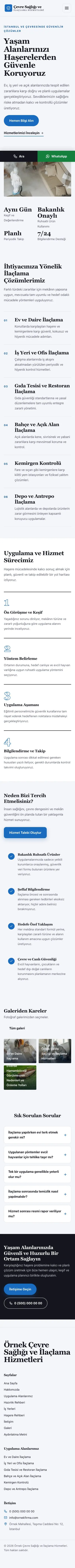 Editoryal Lacivert Mavi – Haşere İlaçlama Web Sitesi mobil görünümü
