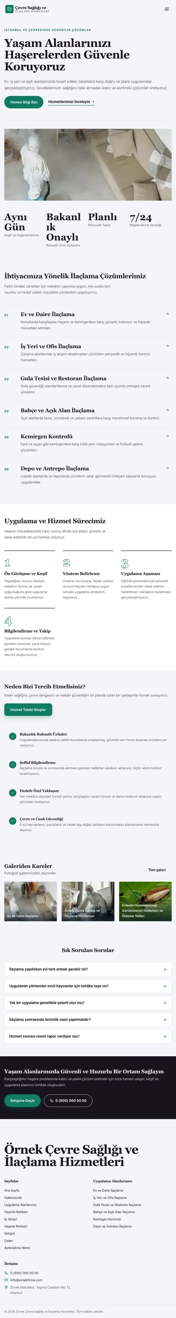 Editoryal Mor Turkuaz – Haşere İlaçlama Web Sitesi tablet görünümü