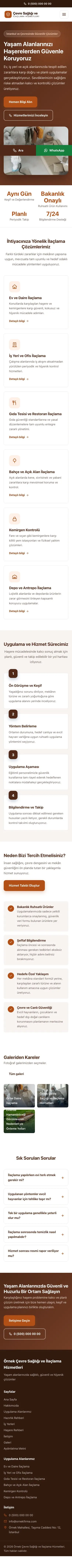 Klasik Kahve Turuncu – Haşere İlaçlama Web Sitesi mobil görünümü