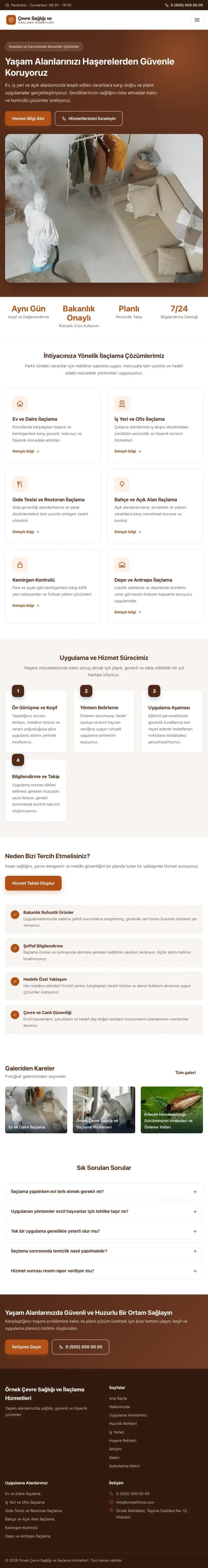 Klasik Kahve Turuncu – Haşere İlaçlama Web Sitesi tablet görünümü