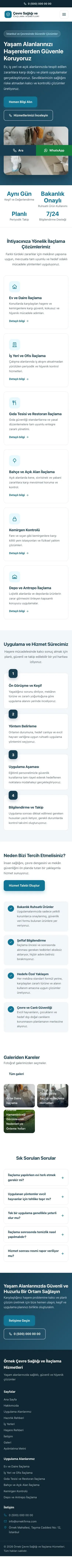 Klasik Tasarım – Haşere İlaçlama Web Sitesi mobil görünümü