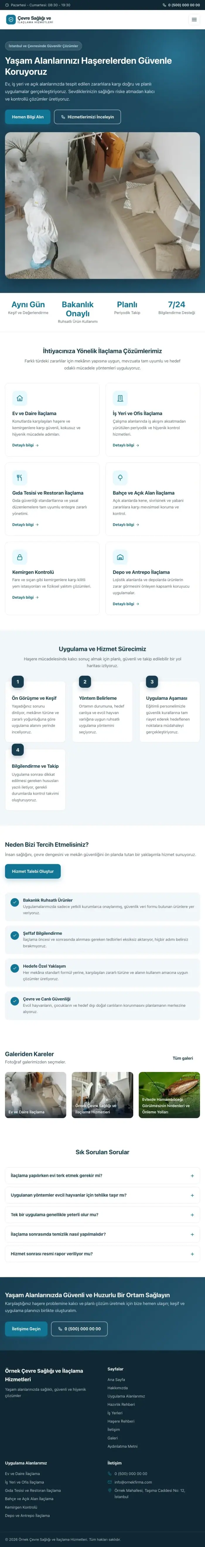 Klasik Tasarım – Haşere İlaçlama Web Sitesi tablet görünümü