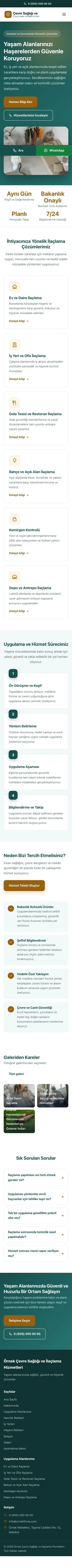 Klasik Petrol Turuncu – Haşere İlaçlama Web Sitesi mobil görünümü