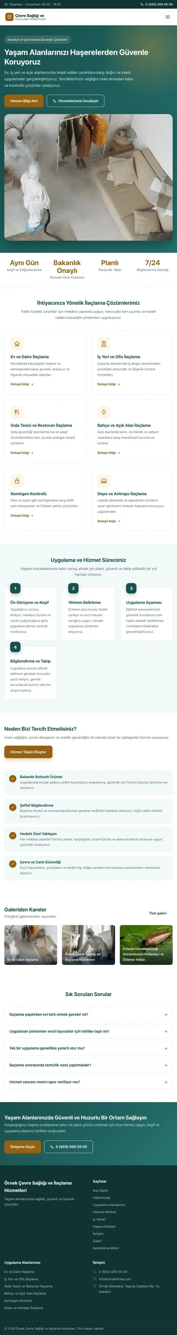Klasik Petrol Turuncu – Haşere İlaçlama Web Sitesi tablet görünümü